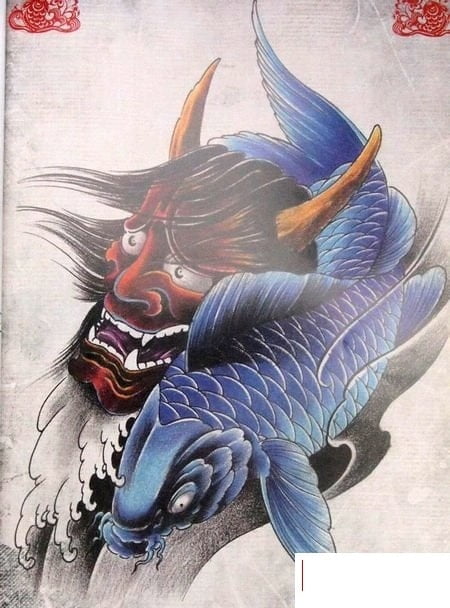 Ảnh mẫu tattoo cá chép mặt quỷ chất cho nam