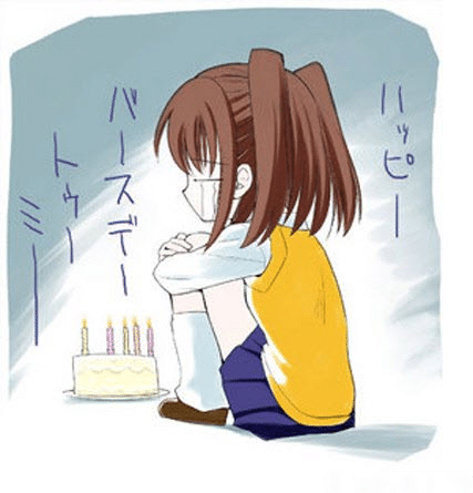 Cô gái buồn rầu khi sinh nhật một mình