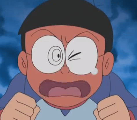 Hình Nobita buồn giận dữ