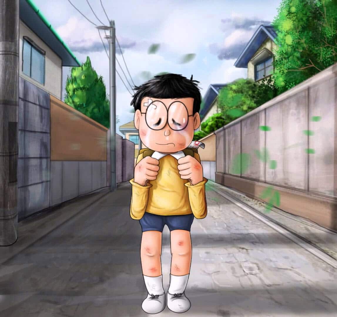 Hình Nobita buồn khóc tội nghiệp