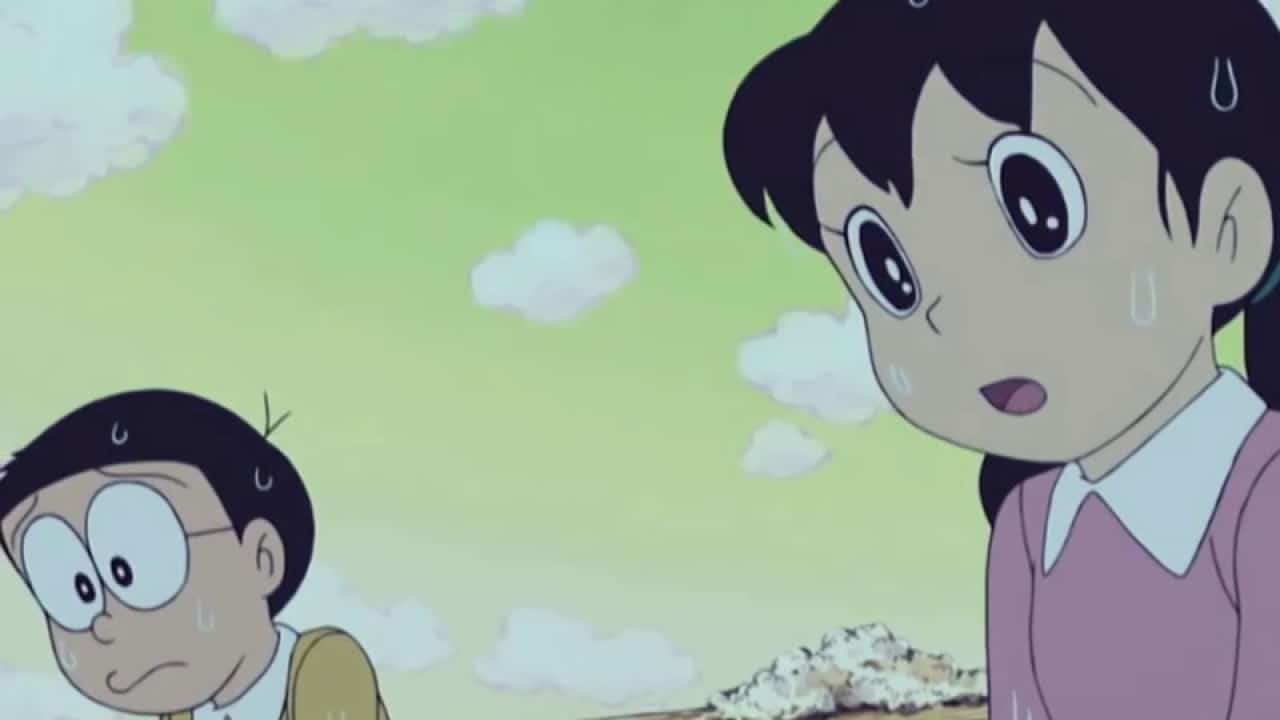 Hình Nobita buồn mệt lo lắng