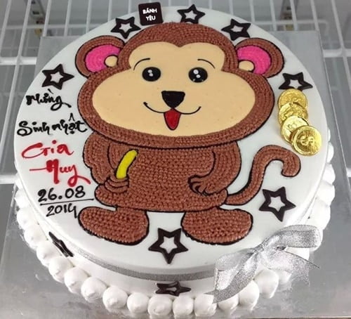 Hình ảnh bánh sinh nhật tạo hình chú khỉ xinh xắn