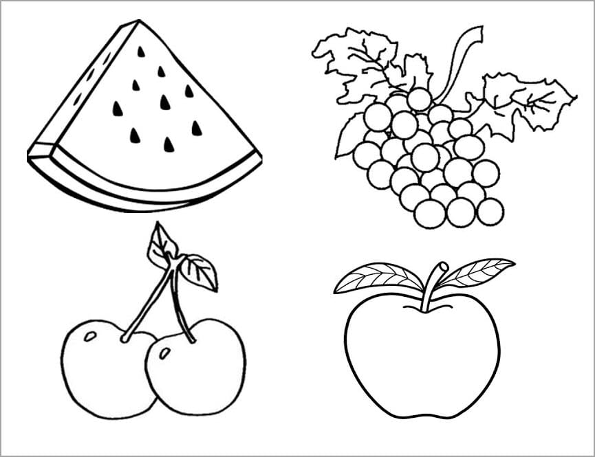 Tổng hợp các bức hình tô màu hoa quả, trái cây đẹp