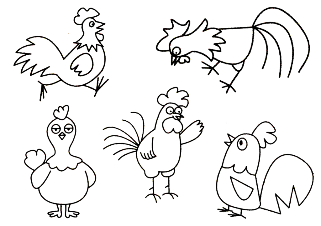 Hình ảnh những con gà cho bé tập tô