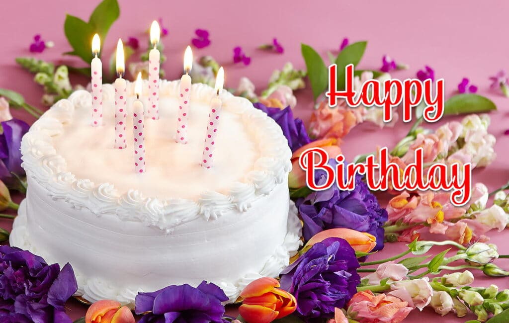 Hình ảnh sinh nhật với hoa và bánh kem cuốn hút