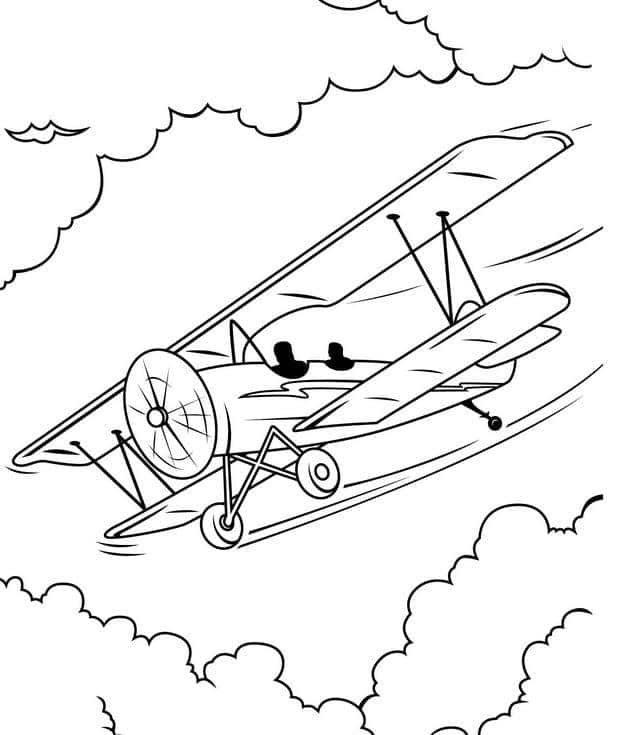 Hình máy bay bay trong mây cho bé tập tô