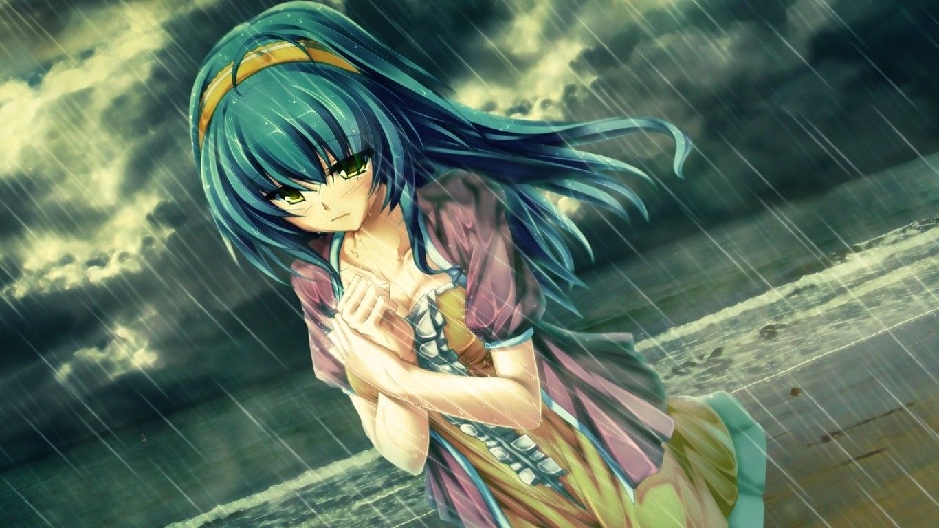 Hình mưa đầy tâm trạng Anime
