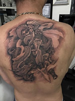 Hình tattoo Triệu Vân cưỡi rồng