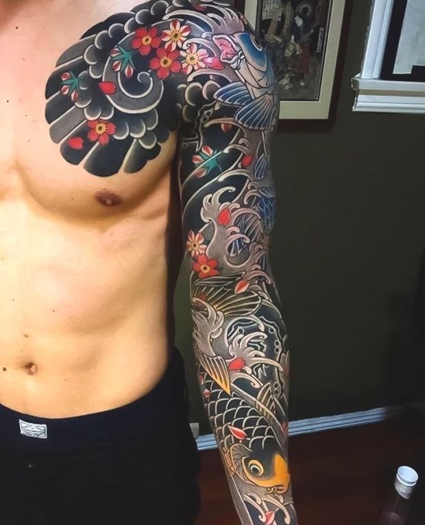 Hình tattoo Yakuza cánh tay chất