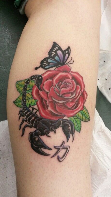 Hình tattoo bọ cạp hoa hồng đẹp