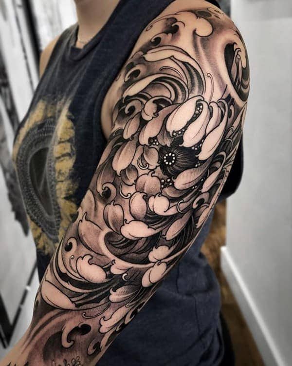 Hình tattoo hoa cúc full tay cực ngầu