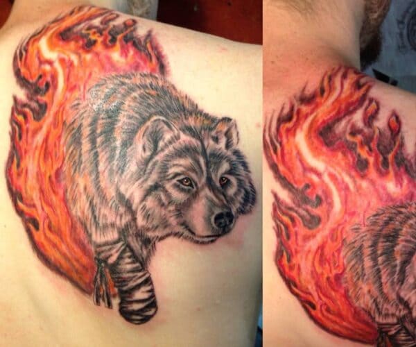 Hình tattoo sói lửa đẹp nhất