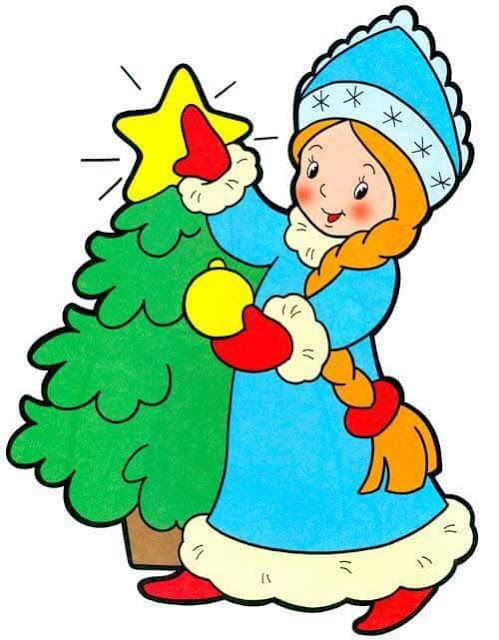 Hình vẽ cô bé bên cây thông Noel