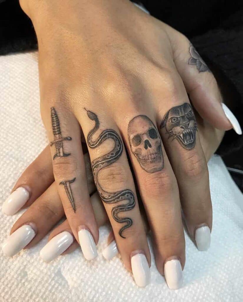 Hình xăm biểu tượng kinh dị trên ngón tay để bạn gái thêm phần cá tính