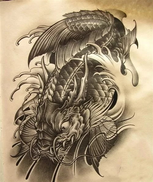 Tattoo cá chép hóa rồng kỳ công và sáng tạo