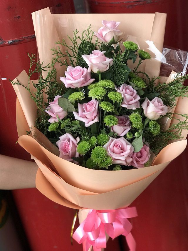 Hoa hồng và cúc xanh tặng sinh nhật con gái siêu đẹp