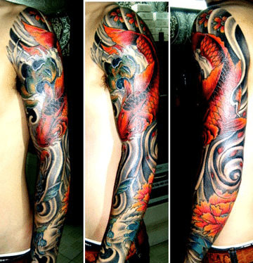 Kiểu tattoo cá rồng full tay lạ mắt và tạo nét riêng biệt cho nam