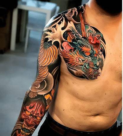 Kiểu tattoo rồng vắt vai đặc sắc