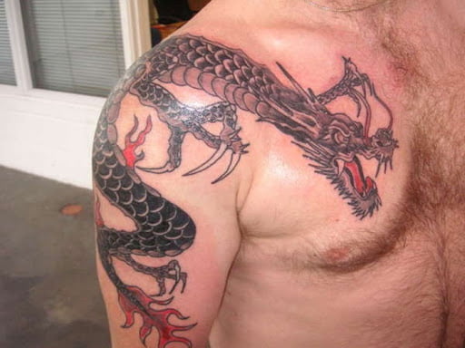Kiểu tattoo rồng vắt vai đơn giản