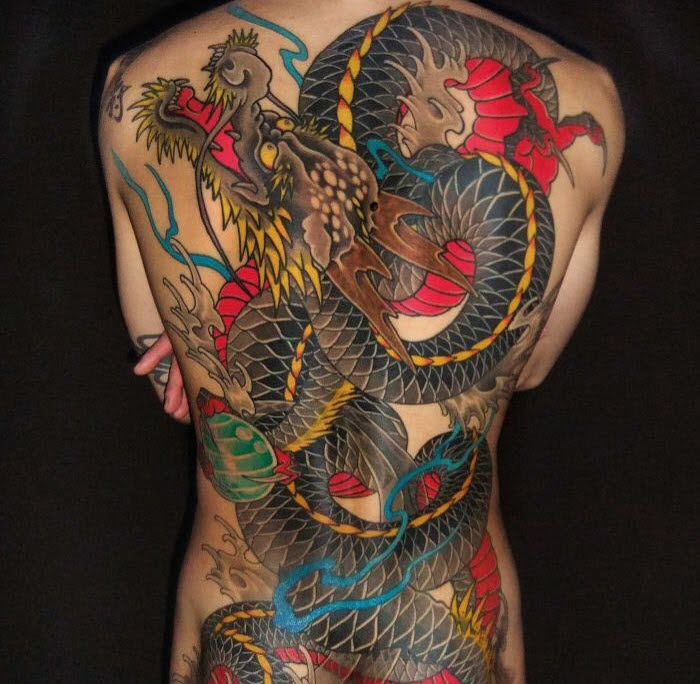 Mẫu tattoo rồng kín lưng có màu đẹp nhất hiện nay