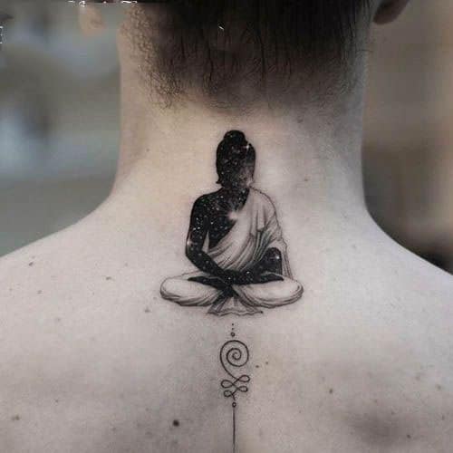 Mẫu tattoo tượng Phật ở sau gáy