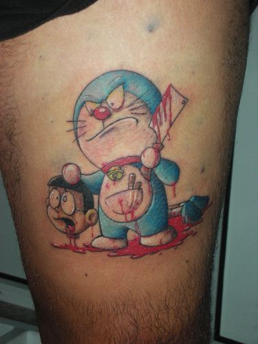 Mẫu xăm Doraemon bá đạo ở chân