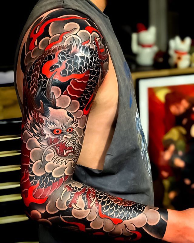 Mẫu xăm tattoo Yakuza cánh tay ngầu lòi