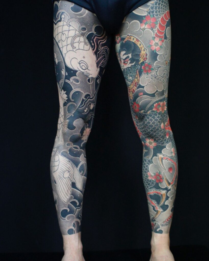 Mẫu xăm tattoo Yakuza kín chân
