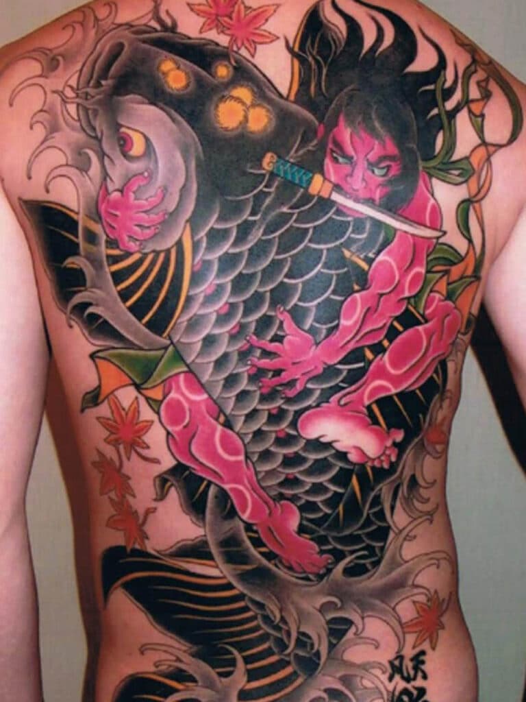 Mẫu xăm tattoo Yakuza trên lưng cực chất