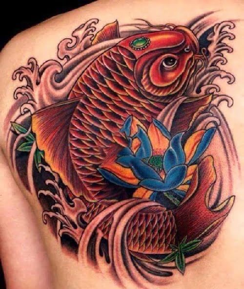 Ngẩn ngơ trước vẻ đẹp của tattoo cá chép hoa sen