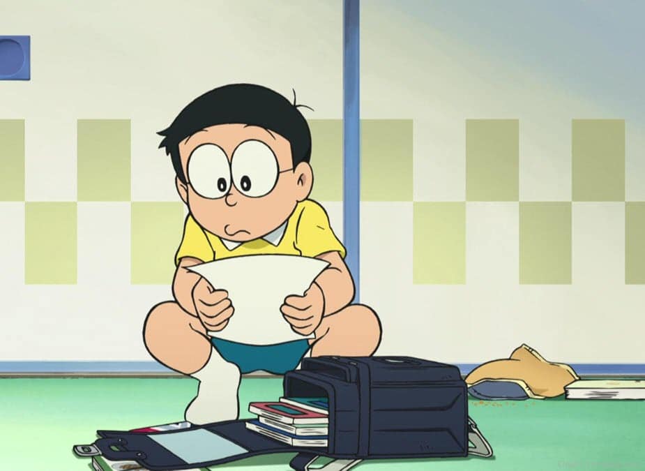 Nobita buồn khi xem điểm thi