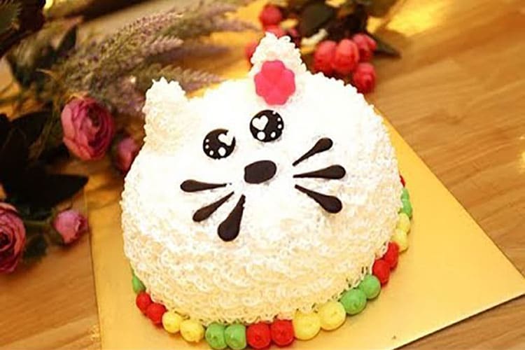 Tạo hình chú mèo ngơ ngác cho chiếc bánh sinh nhật