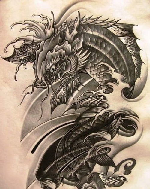 Tattoo cá chép hóa rồng ấn tượng