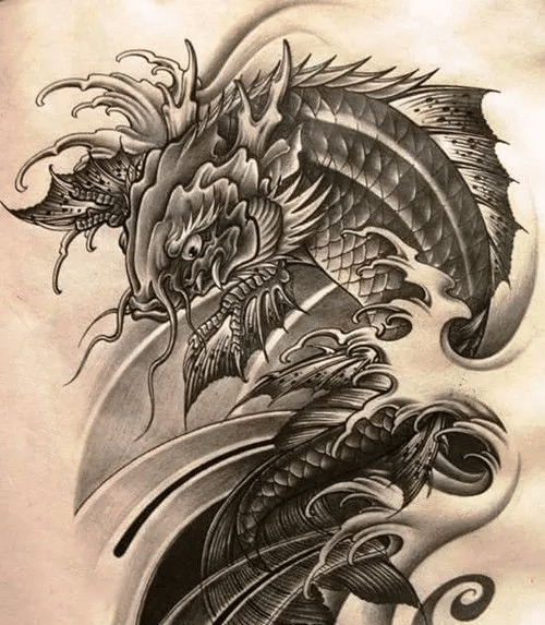 Tattoo cá chép hóa rồng xuất sắc