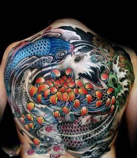 Tattoo cá chép hoa sen 3d lạ mắt và phong cách