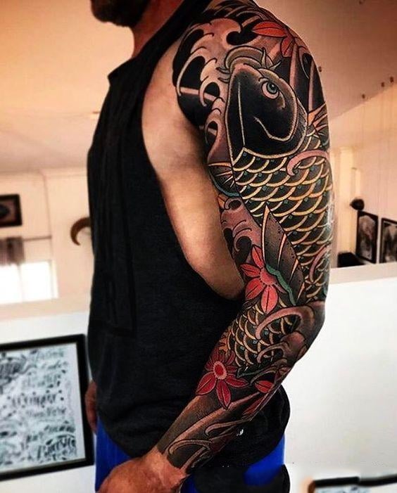 Tattoo cá rồng kín tay nổi bật và nghệ thuật