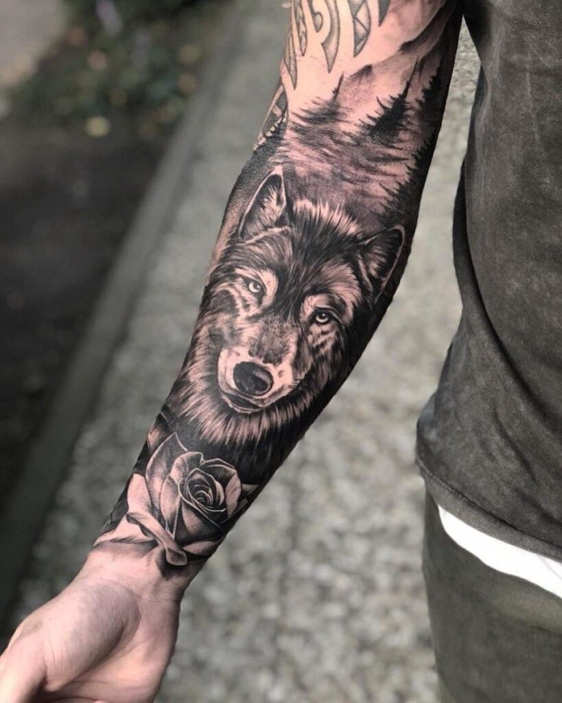 Tattoo chó sói đẹp cho nam