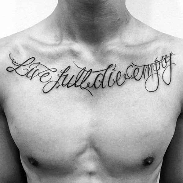 Tattoo chữ ở ngực nam đẹp ý nghĩa