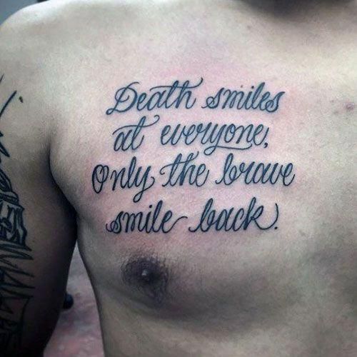 Tattoo chữ ở ngực nam ngầu chất