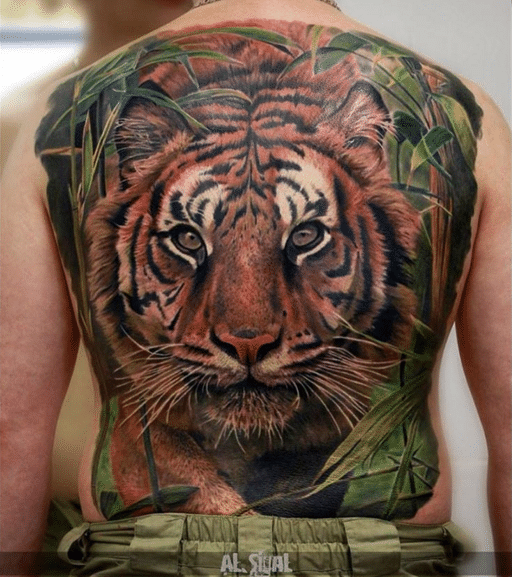 Tattoo con hổ full lưng ngầu