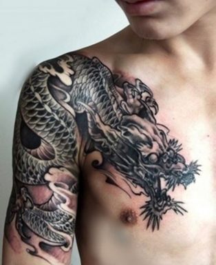 Tattoo con rồng ở ngực chất