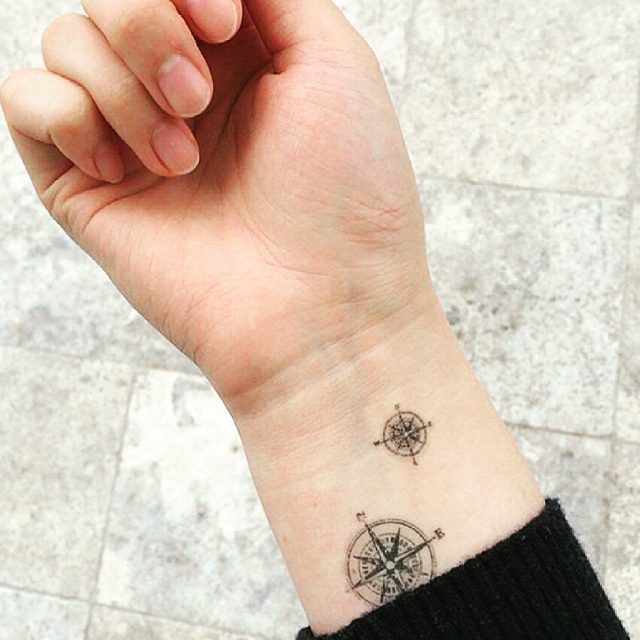 Tattoo la bàn nhỏ ở cổ tay