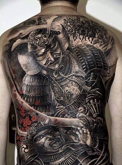 Tattoo mặt quỷ Samurai kín lưng ngầu chất