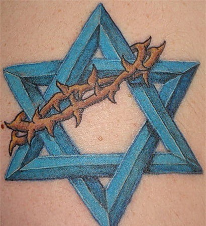Tattoo ngôi sao 6 cánh màu xanh
