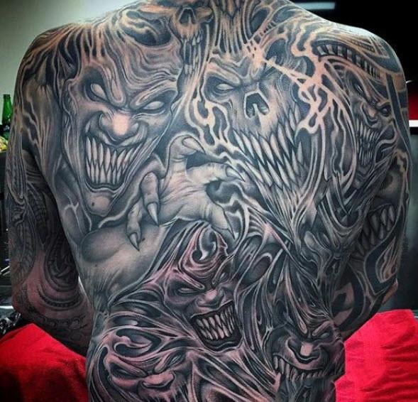 Tattoo nhiều mặt quỷ