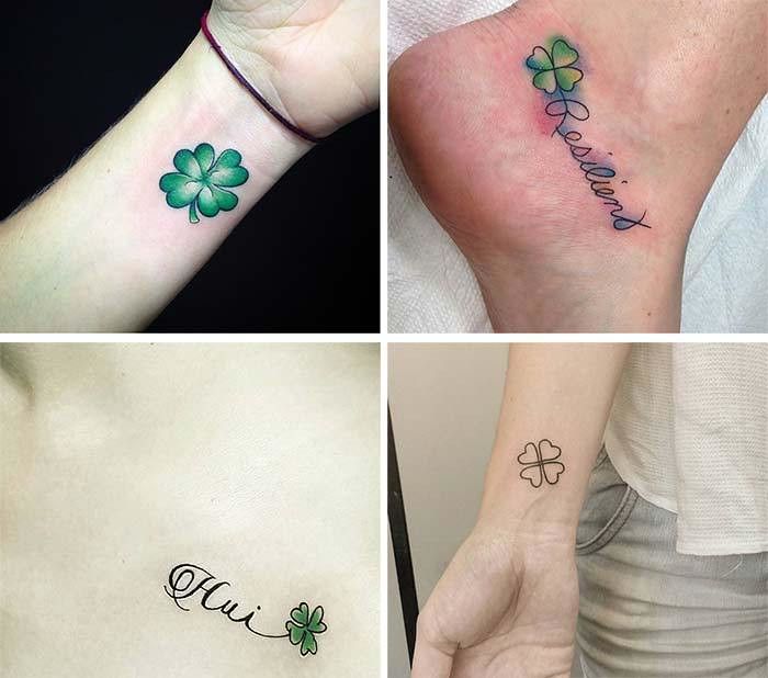 Tattoo nhỏ dễ thương cỏ bốn lá đẹp