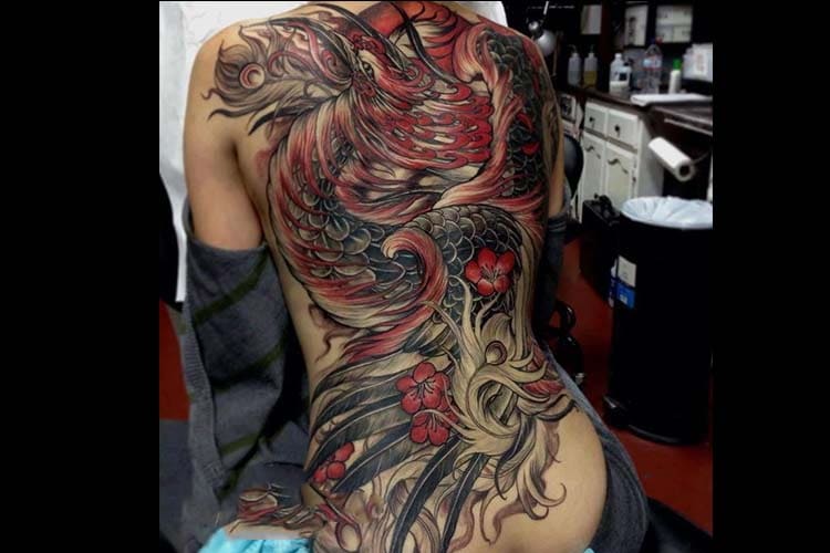 Tattoo rồng phượng đẹp lung linh