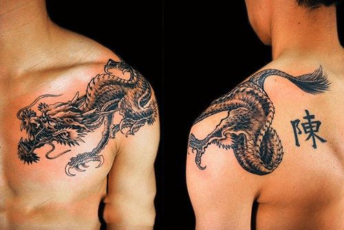 Tattoo rồng vắt vai sắc sảo và phá cách