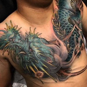 Tattoo rồng xanh vắt vai tuyệt đẹp