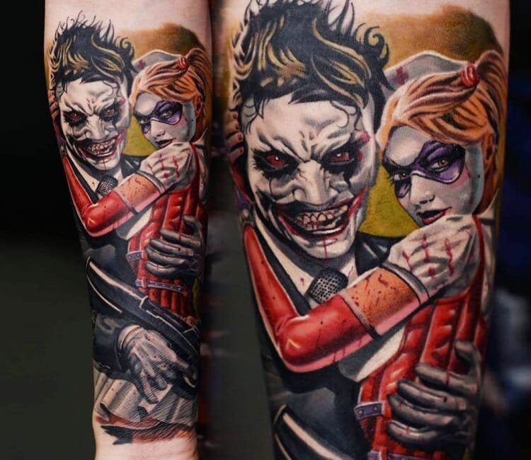 Tattoo xăm Joker và Harley ngầu